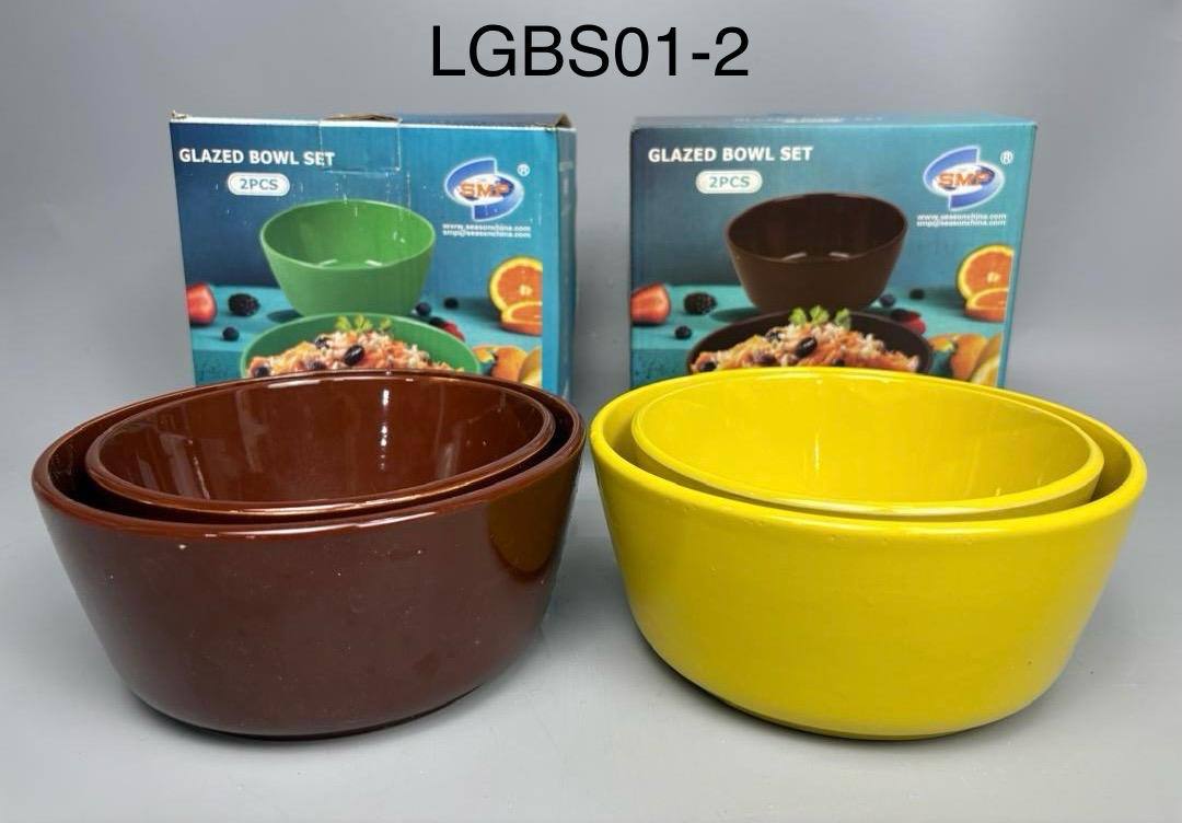 2 Pcs Glazed Bowl Set